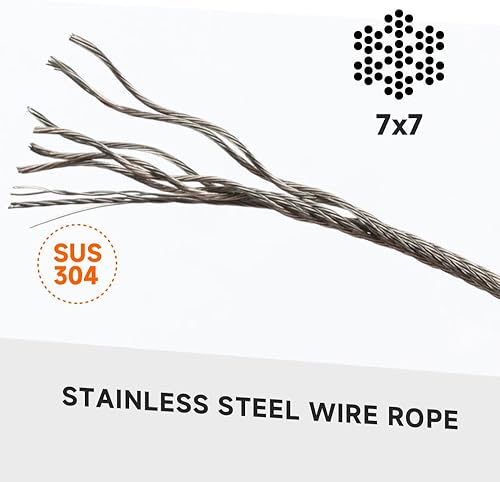 Miniatura 7 de Kit de herramientas de prensado de cuerda de alambre de hasta 0.087 in, cuerda de alambre de acero inoxidable de 99 pies (3 tamaños), 180 fundas