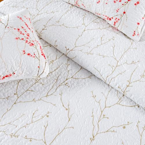 Greatbayhomefloralfullqueenquiltsetwithshamspinkfloralbeddingsetallseasonlightweightbedspreadreversiblefarmhousebeddingfullqueensakura Urban Country Home Decor Great bay home floral fullqueen quilt set with shams pink floral bedding set all season lightweight bedspread reversible farmhouse bedding fullqueen sakura urban country home decor