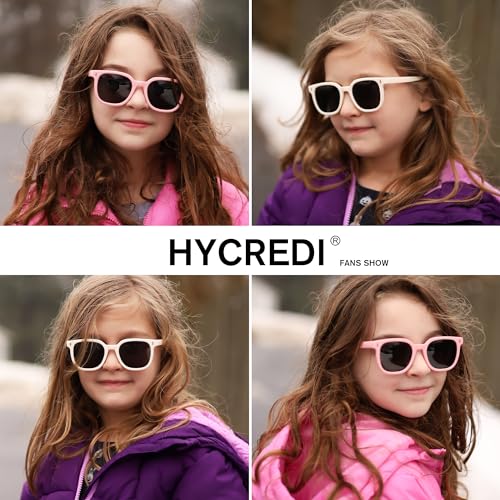 Hycredi Kids Polarized Sunglasses, TPEE Rubber Unbreakable Shades for Girls Boys Age 3-102