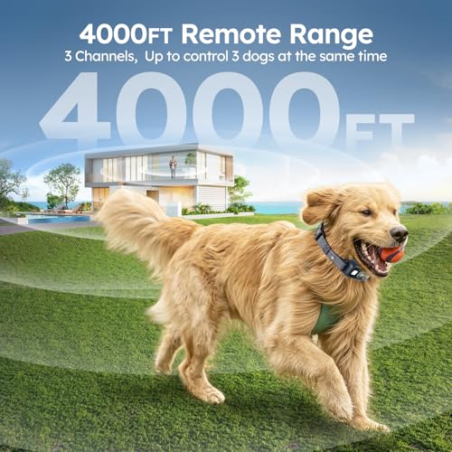 Dog Shock Collar 4000FT with Light for Night Walks, Dog Training Collar with Remote Control, E Collar with Adjustable Pitch Beep,Vibration and Shock,Rechargeable Waterproof Shock Collar for Dogs - Thumbnail 4