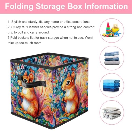 Boîte de rangement écureuil pliable et robuste avec double poignée pour optimiser vos placards - 4