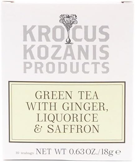 Krocus Kozanis Ginger Liquorice Saffron Green Tea 10 Teabags (Pack of 1)
