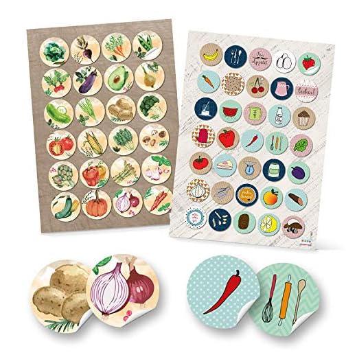 Logbuch-Verlag 59 adesivi per la cucina libro ricette con verdure frutta decorare conserve marmellate libri ricetta idea regalo scrapbooking fai da te