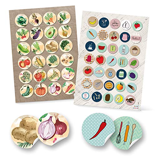 Logbuch-Verlag 59 adesivi per la cucina libro ricette con verdure frutta decorare conserve marmellate libri ricetta idea regalo scrapbooking fai da te