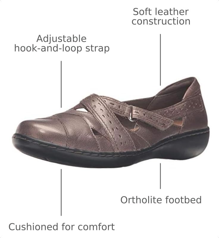 Clarks Women's Ashland Spin Q Slip-on Loafer, Pewter, 9.5 M US - image 3
