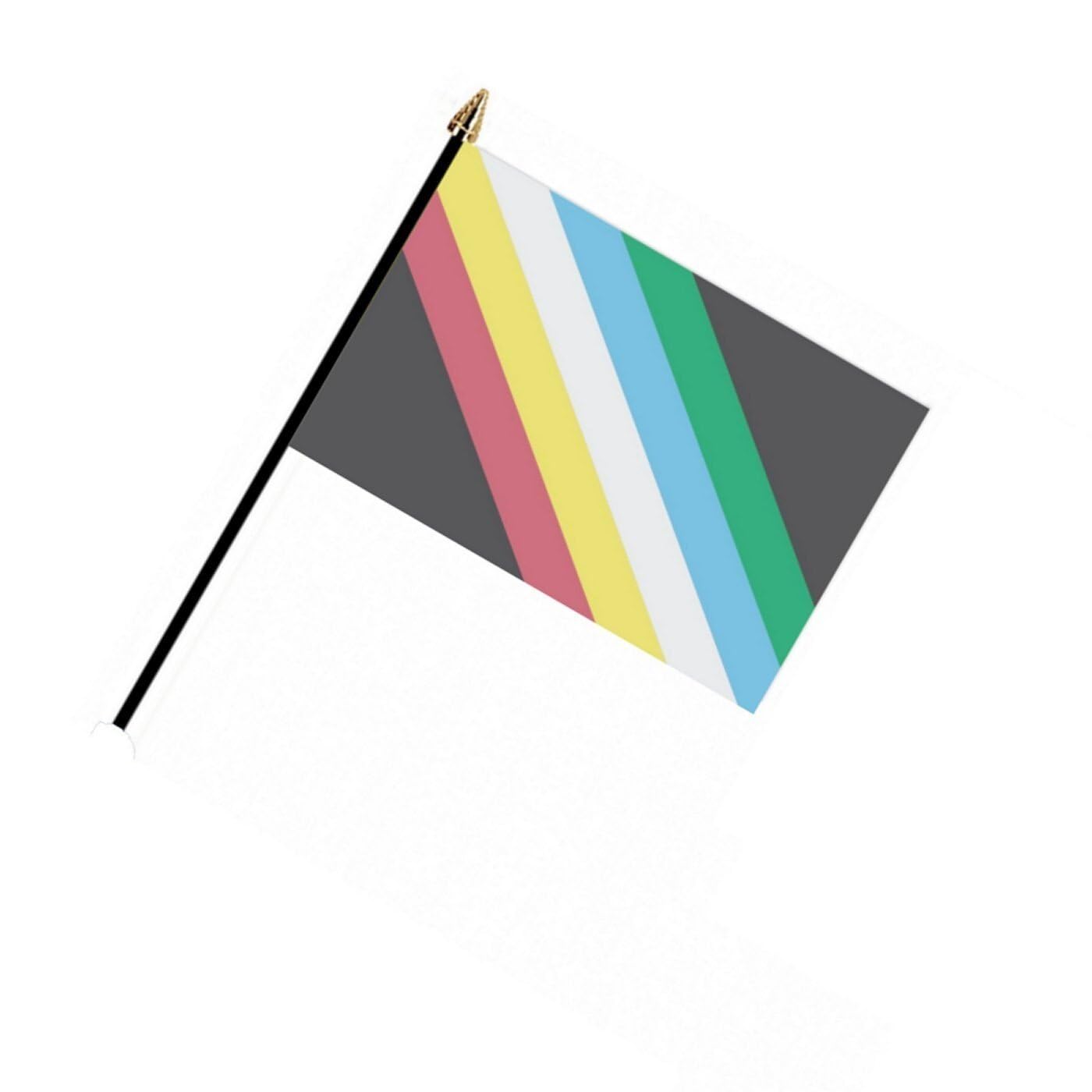 Disability Pride LGBTQ Rainbow 6" x 4" Hand waving Flag