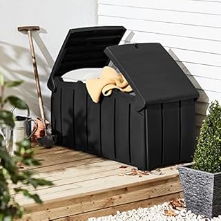 Charles Bentley Ward 322L Storage Box- Black H60 x L115 x W55cm Butterfly Lid Weather Proof Robust Padlock Hole