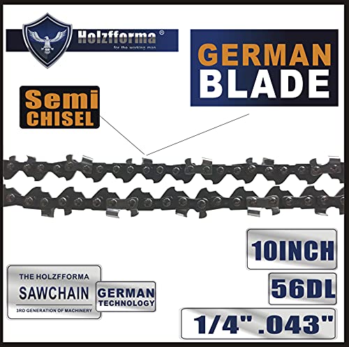 Holzfforma 10inch 1/4'' .043'' 56DL Semi Chisel Chainsaw Saw Chain Replaces # 3670 005 0056 71PM3 56