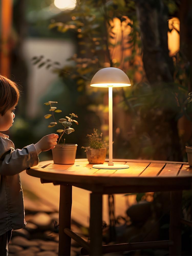 Portable Outdoor Table Lamp,Rechargeable Cordless LED Desk Light with 2200mAh Battery Operated,Shower Table Lamps,Waterproof Indoor/Outdoor Wireless,Dining Cafe Bathroom Restaurant Home