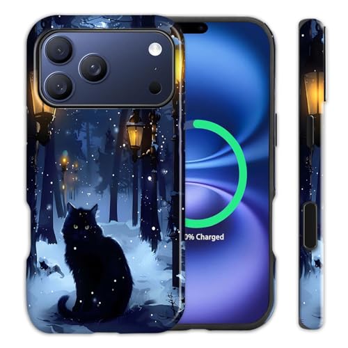 BFRKXOCK Snow Forest Black Cat Case for iPhone 18 Pro/17 Pro 6.3" 2026