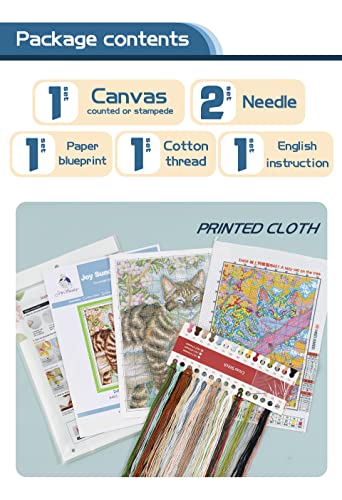 Joybohoo Cross Stitch Kits Stamped Full Range Of Embroidery Starter Kits For Beginners Diy 11Ct 3 Strands -Flowers In Spring (Printed) 17.7×23.6 Inches #TOP1