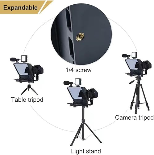 Miniatura 9 de Teleprompter portátil A10 para teléfonos inteligentes y cámaras DSLR con soporte para teléfono, control remoto ideal para transmisión en vivo,