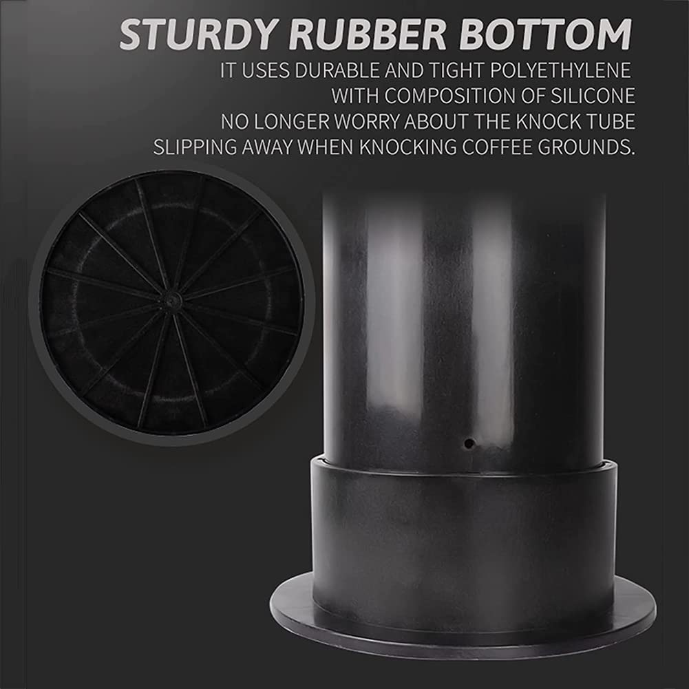 Busta Per Caffè Espresso Knock Box In Metallo E Gomma, Diametro 16 Cm, Altezza 86 Cm, Con Barra Battuta Rimovibile, Base Antiscivolo, Nero - 2