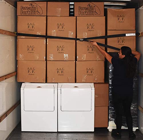 Forearm Forklift Tie Down Strap For Wood Rails - For Securing Rental Truck Loads, 2 Inches Wide X 12' 5" Long, Model Ffshs, Black #TOP3