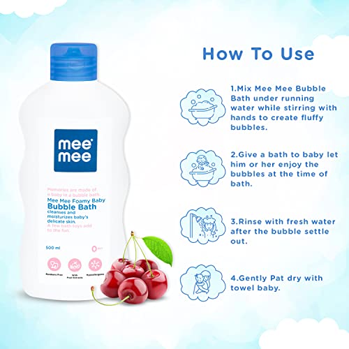 Image of Mee Mee Body Wash 400 ml (Pack of 4) | Cherry & Fruit Extracts | Tear-Free Formula | Moisturizes and Soothes Skin | Natural Head-to-Toe Mild Bubble Bath, Dermatologically Tested