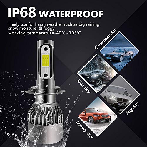 FANTELI H7 4300K Warm White LED Headlight Bulbs All-in-One Conversion Kit - 72W 8000LM High Beam/Low Beam/Fog Lights Extremely Bright