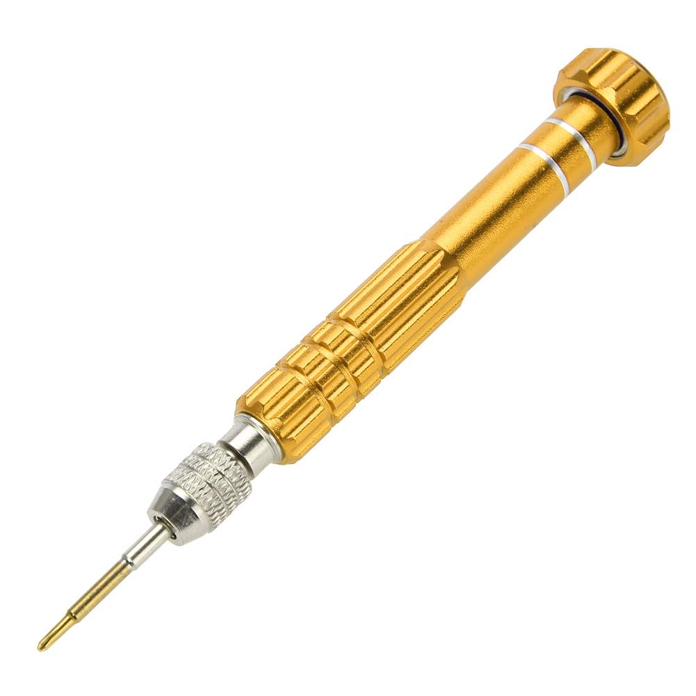 Juego de Destornilladores de Precisión, Destornillador de Acero al Cromo Vanadio con 5 Puntas, T5, T6, Cruce, Ranurado, Pentáculo para Anteojos, Gafas de Sol, Reloj, Teléfono(gold)