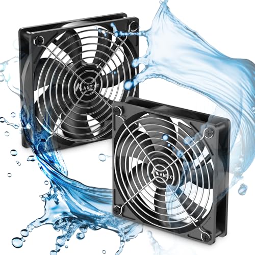 ANEXT, 120mm 12V DC Fans, Moisture-Proof Fan 2 Packs, 3000 RPM High Speed, 3 Wires 3-Pins Waterproof Fan, for RV Refrigerator