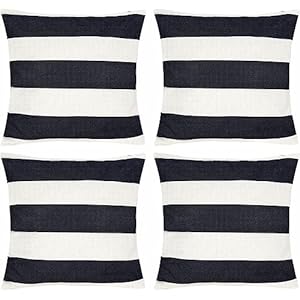 4 Pack Waterproof Pillow Covers Outdoor Throw Pillowcases Decorative Garden Cushion Case for Home Garden Patio Couch Balcony Striped (20 * 20 inch, Black & White) 4 Pack Waterproof Pillow Covers Outdoor Throw Pillowcases Decorative Garden Cushion Case for Home Garden Patio Couch Balcony Striped 20 20 inch Black White