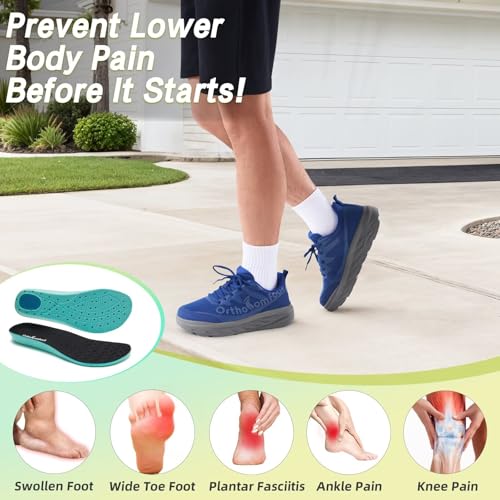 Men's Orthopedic Diabetic Wide Walking Shoes: Wide Toe Box Comfortable Arch Support Plantar Fasciitis Running Sports Sneakers, Casual Flat Feet Swollen Feet Shoes for Foot and Heel Pain Relief4