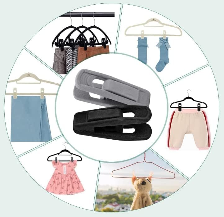 Miniatura 2 de Clips de terciopelo flocado, 20 clips antideslizantes y extraíbles para ropa, clips fuertes flocados perfectos para ropa fina de terciopelo (negro)