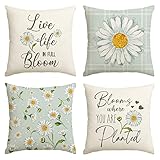 Artoid Mode Gänseblümchen Bloom Sommer Kissenbezüge 4er Set, 45x45 cm Zierkissenbezug Couch Wohnzimmer Deko