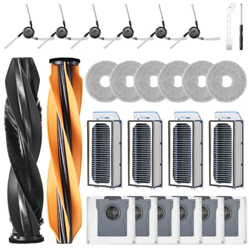 Image of 26 Pack Accessories for Dreame X50 Ultra Complete /X50 Master /L40s Pro Ultra /L50 Ultra/Mova V50 Vacuum Robot, 2 Main Brush 6 Mop Pads 6 Dust Bags 6 Sidebrush 4 Filter 1 Cleaning Brush 1 Screwdriver