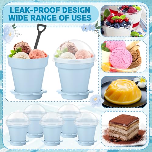 Honeydak 25 Pack Flowerpot Dessert Cup Plastic Cake Cups with Lid Shovel Spoon Mini Flower Pot Dessert Cups Ice Cream Yogurt Cupcake Holder Containers for Birthday Party Supplies DIY Baking(Blue) by Honeydak - Used condition - Image 6