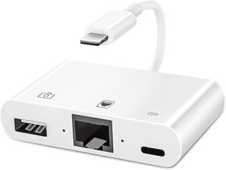 [Apple MFi Certified] Lightning to RJ45 Ethernet Adapter, 3 in 1 RJ45 LAN Ethernet Network Adapter for iPhone/iPad with Charge Port and USB 3.0 OTG Port Support USB Flash Drive/Keyboard/Mouse/Camera