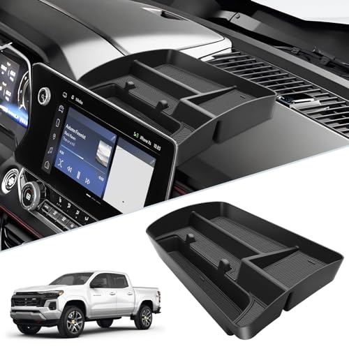 SKTU for 2023 2024 2025 2026 Colorado Dashboard Organizer 2023-2026 Chevy Colorado/Canyon Behind Screen Organizer 2024 2025 2026 Chevy Colorado Accessories with Phone Holder (Not for Speakers on Dash)