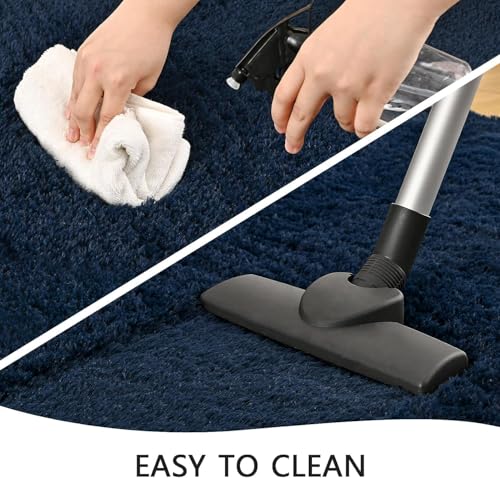 Image of Vintage Threads (Blue 2x2 Ft Shaggy Carpet for Living Room & Bedroom | Ultra Soft Plush Long Pile Rug | Thick Fluffy 3D Modern Floor Carpet | Cozy Luxury Home Decor Rug