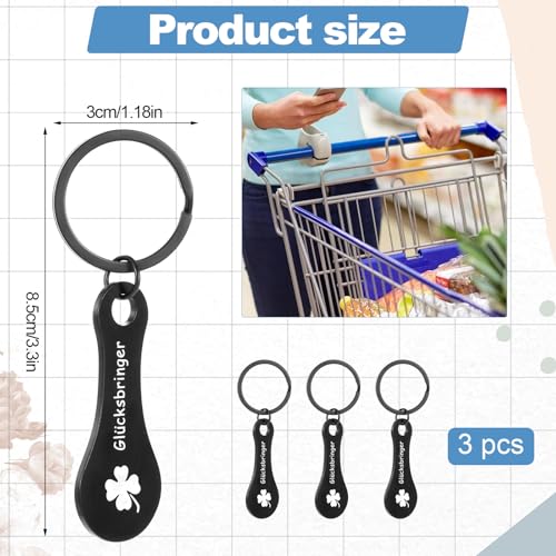 JIYIN 3 Einkaufswagenlöser, Einkaufswagenchip Metall Abziehbar Einkaufswagen Einkaufschip Schlüsselanhänger Glücksbringer Schlüsselring Einkaufswagenchip