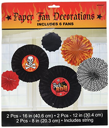 Rock On Heavy Metal Themed Party Printed Paper Fan Assortment Decoration