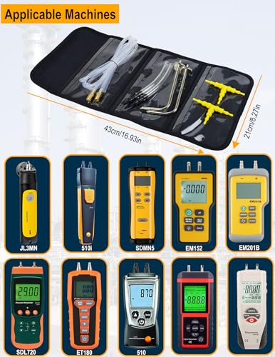 Image of ZIBOO JL3MN2 Manometer Probe Kit, Compatible with Klein Tools ET180 Digital Manometer Compatible with Fieldpiece JL3KM2, SDMN5,SDMN6,ADMN2,HVAC Pitot Static Tube Fit (ZIBOO JL3MN2)