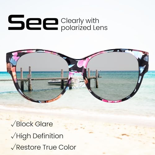 Image of Xfeel Polarized Sunglasses Over Glasses for Women Trendy Shades Over Prescription Eyeglasses Sun Glasses