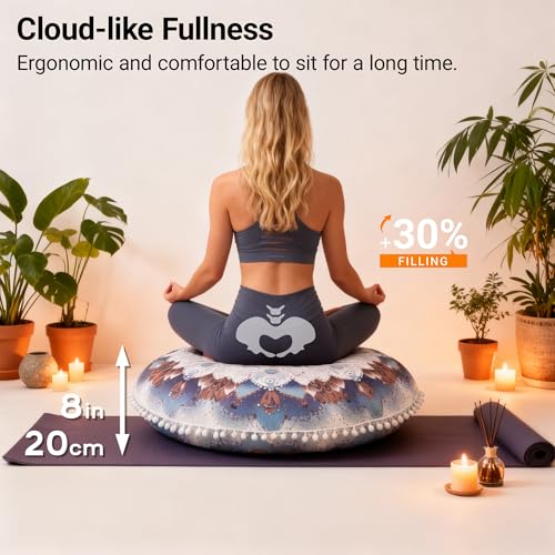 Coussin de sol ergonomique pour soulager le dos en méditation