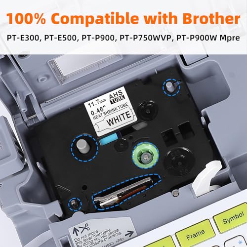 Image of Label KINGDOM Heat Shrink Tubing Label Replacement for HSe231 Brother Label Maker Tape Black on White 12mm 1 /2 inch Label Tape for Wire Cable Fits P Touch PT-D210 PT-D400 PT-E300 PT-E500, 6-Pack