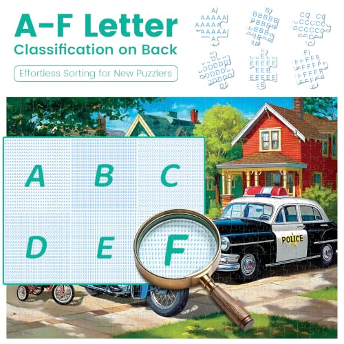 500 Piece Puzzles for Adults, Police Patrol Jigsaw Puzzles 500 Pieces, Summer Community Street Puzzle 500 Pieces for Teens Seniors, Vintage Car Jigsaw Puzzle, Stress Relief Puzzle Toy Game Gift - Image 5