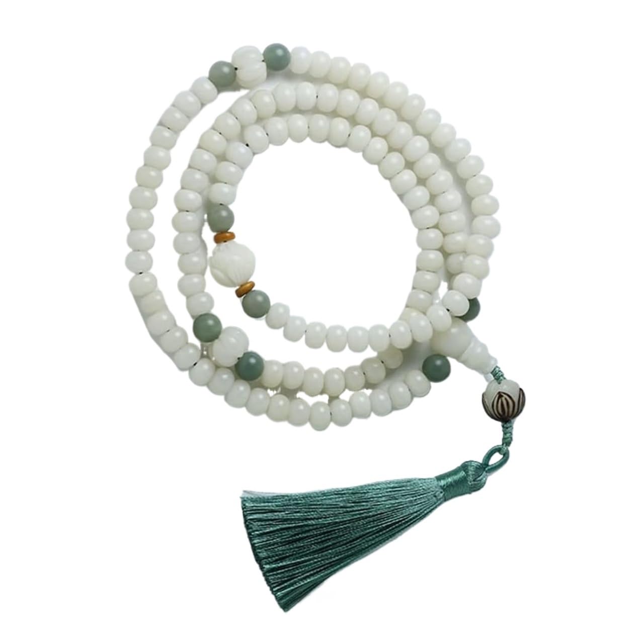 Collana con Braccialetto di Perline Bodhi 108 Radice Nappa