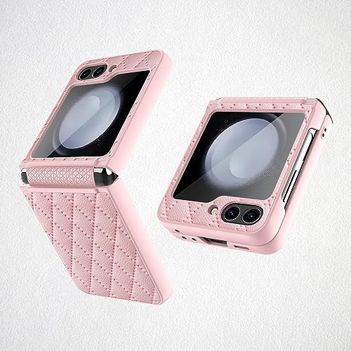 Coque Galaxy Z Flip 5 Rose Premium Étui Rigide en Cuir PU Haute Qualité