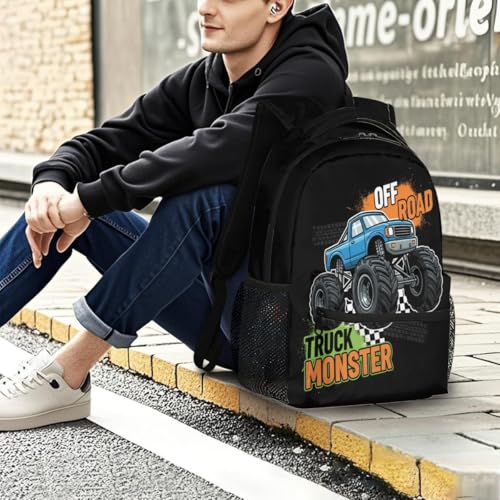 Mochila escolar de camión monstruo azul para portátil de 15.6 pulgadas de estudiantes y jóvenes 7