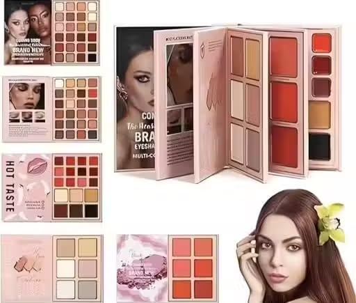 Kamz 5-in-1 Makeup Book Kit with Eyeshadow, Blush, Contour & Lip Palette | Multiple Shades, Book-Style Design, Blush Included, Warm Tones, All Skin Types-image-23