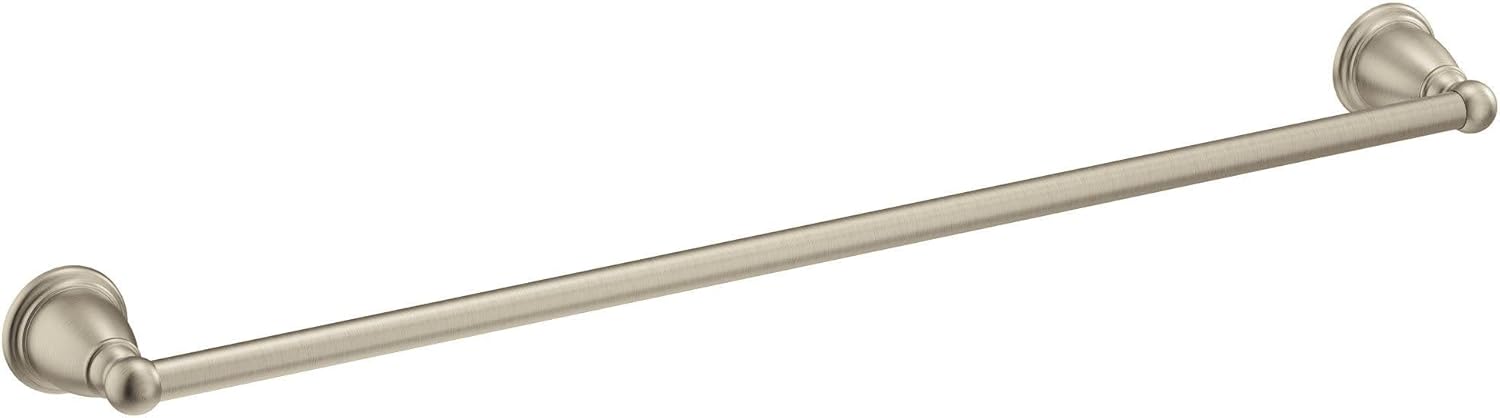 Moen Brantford Brushed Nickel 24-Inch Single Bathroom Towel Bar, Traditional Wall Mounted Towel Hanger, YB2224BN
