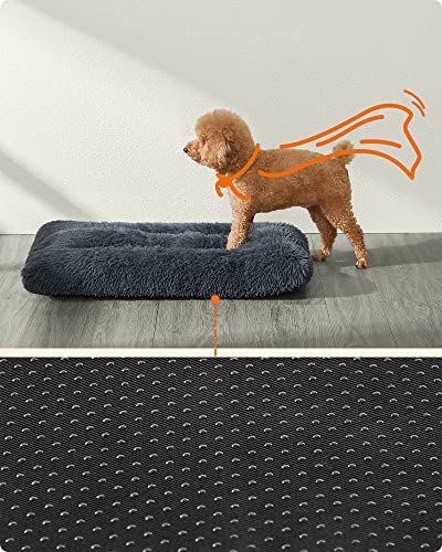 Feandrea Hundebett, Hundekissen, Flauschige Hundematte, Langer Plüsch, 80 x 50 cm, weiche Polsterung, maschinenwaschbar, multifunktional, dunkelgrau PGW201G02