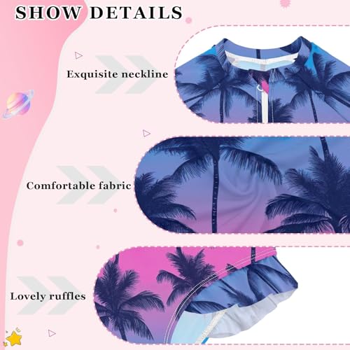 Girls Long Sleeve Swimsuit UPF 50+ Rashguard Swimwear One Piece Bathing Suit for 3-123