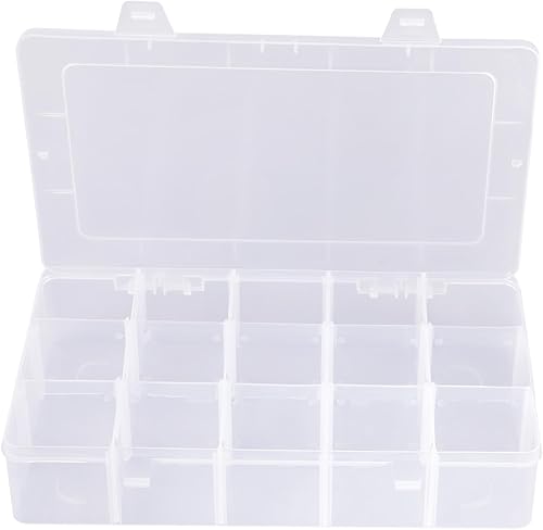 Qudqju Caja organizadora de aparejos de plástico con divisores de cuentas, caja organizadora de cuentas, contenedor transparente para aperitivos,