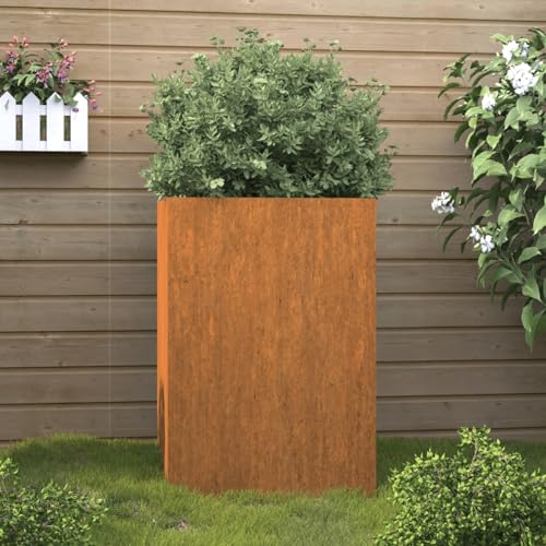 Homgoday Jardinière surélevée - Bac à fleurs - Jardinière - Jardinière - Jardinière surélevée pour jardin, balcon, terrasse - 52 x 48 x 75 cm - Acier Corten