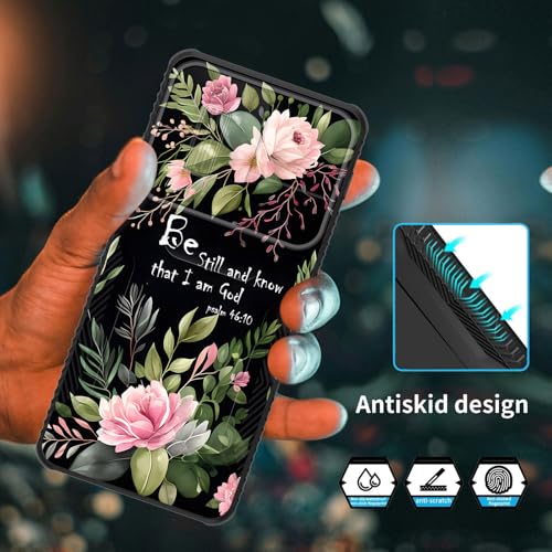 wiaekosef for Moto Edge 5G 2024 Case Built in Slide Camera Lens Cover,Heavy Duty Shockproof Protection Dual Layer Case for Motorola Moto Edge 5G 2024 6.6 inch,Flower Bible Verse Psalm 46:10 by wiaekosef - Image 5