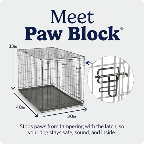 Image of MidWest Homes for Pets 48-Inch iCrate for Extra-Large Breeds, 90-110 lbs, Single Door Folding Dog Crate with Divider Panel, Leak-Proof Tray & Secure Latches, Portable, Durable & Easy to Assemble