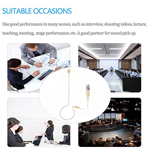 Sujeetec Headset/Headworn Microphone - 4 Pin Mini Xlr Head Microphone For Shure Wireless System & Bodypack Transmitter – Beige Single Earhook Omnidirectional Headset Head Mic #TOP4